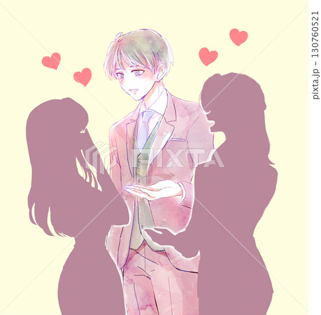 モテている男性　社内　影絵 130760521