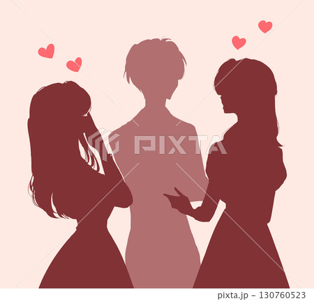 モテている男性　影絵 130760523