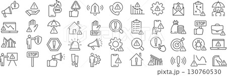 ベクターでモノクロのリスクに関する線画アイコンセット ベクターでモノクロのリスクに関する線画アイコンセット 130760530