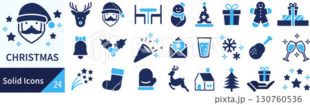 ベクターのクリスマスのシルエットアイコンセット ベクターのクリスマスのシルエットアイコンセット 130760536