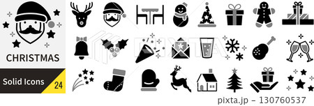 ベクターのクリスマスのシルエットアイコンセット ベクターのクリスマスのシルエットアイコンセット 130760537