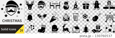 ベクターのクリスマスのシルエットアイコンセット ベクターのクリスマスのシルエットアイコンセット 130760537