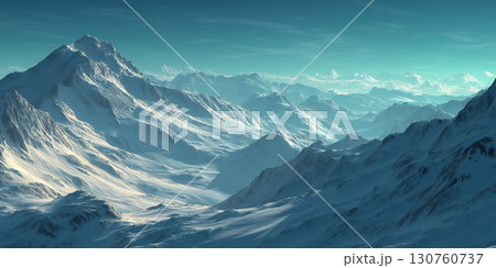 雪に覆われた雄大なアルプスの山々 130760737