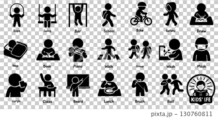 Kids' Daily Life Pictograms Set Kids' Daily Life Pictograms Set 130760811