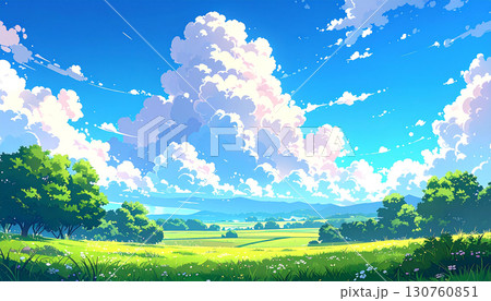 草原　風景　生成AI　背景 130760851