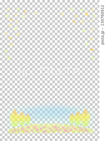 Ginkgo tree lined frame with blue sky Ginkgo tree lined frame with blue sky 130760912