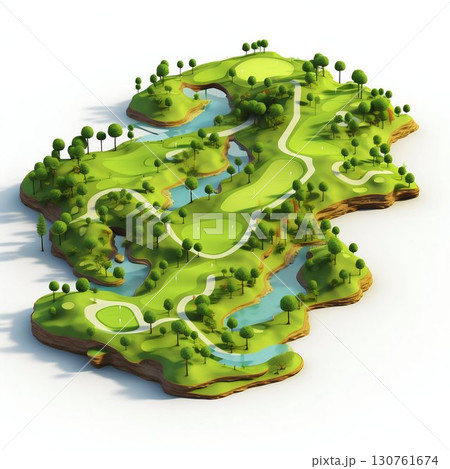 Isometric Miniature Golf Course Design. Generative ai 130761674
