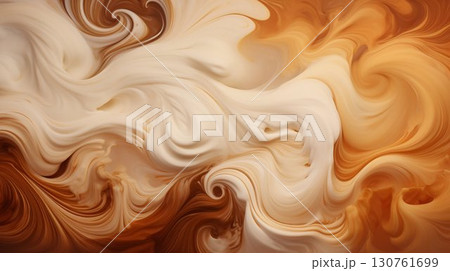Abstract Swirls of Creamy Coffee and Milk. Generative ai 130761699