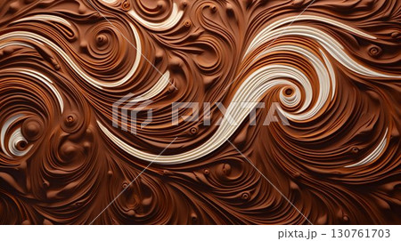 Abstract Swirls of Creamy Coffee and Milk. Generative ai 130761703
