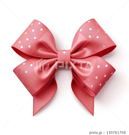 Elegant Red Satin Ribbon Bow Isolated on White. Generative ai 130761708