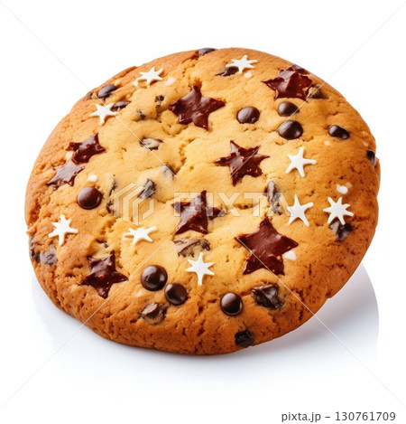 Gingerbread Cookie Decorated with Icing Isolated on White Background. Generative ai 130761709