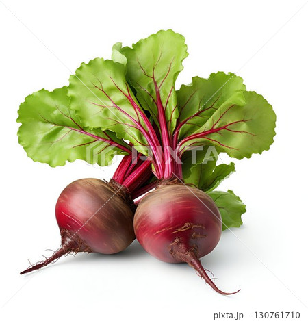 Fresh Beetroot with Leaves on White Background. Generative ai 130761710