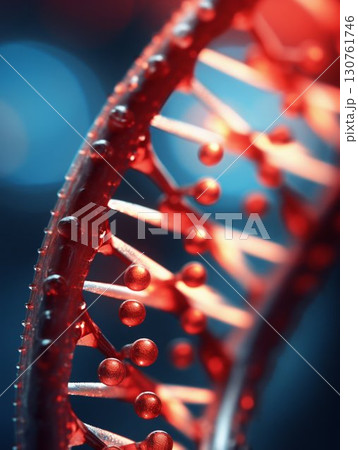 Detailed DNA Helix Structure in Macro View. Generative ai 130761746