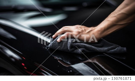 Professional Car Detailing with Microfiber Cloth. Generative ai 130761871