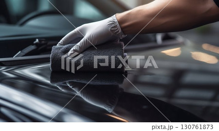 Professional Car Detailing with Microfiber Cloth. Generative ai 130761873