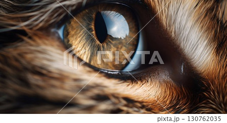 Intense Feline Eye Macro. Generative ai 130762035