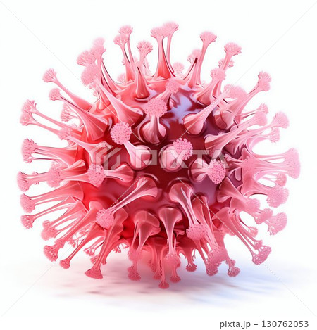 Colorful Viral Microbe Model Isolated on White. Generative ai 130762053