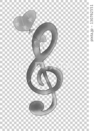 ハロウィン柄の風船が付いたト音記号　 130762551