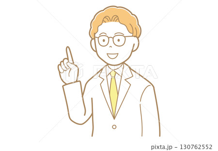 指差す金髪で白衣の男性のイラスト 130762552