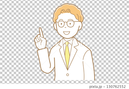 指差す金髪で白衣の男性のイラスト 130762552