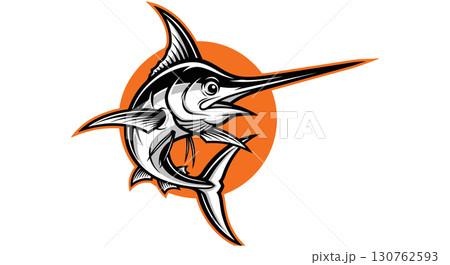 Majestic Marlin Leaping Ocean Sport Fish 130762593