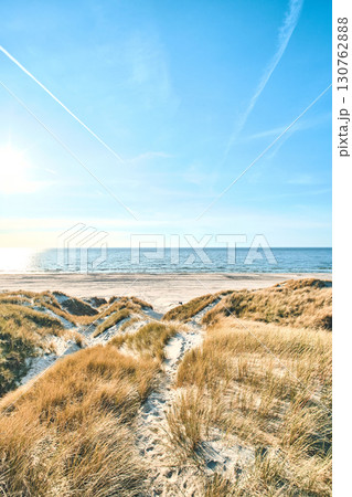 wide beach with dunes at danish coast wide beach with dunes at danish coast 130762888