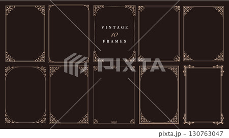 ビンテージフレームセット,アンティーク装飾素材 130763047