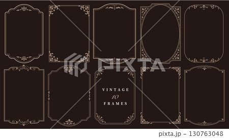 ビンテージフレームセット,アンティーク装飾素材 130763048