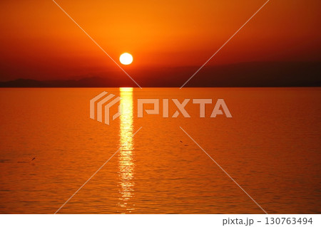 荒尾市　有明海　海岸　元旦の夕暮れ、 130763494