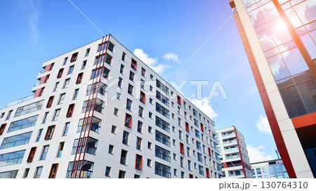 Modern elements in contemporary architecture. Architectural details of a modern apartment building. Modern elements in contemporary architecture. Architectural details of a modern apartment building. 130764310