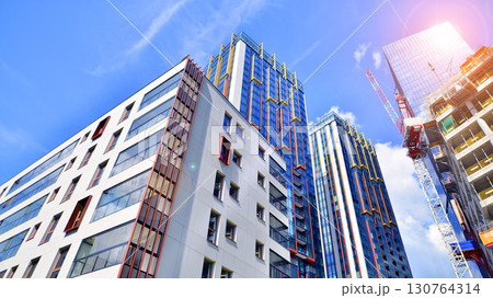 Modern elements in contemporary architecture. Architectural details of a modern apartment building. Modern elements in contemporary architecture. Architectural details of a modern apartment building. 130764314