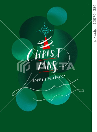 クリスマスツリーと手書き文字のグリーティングカード 130764384