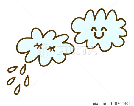 POPでシンプルな手書きイラスト｜スマイル　雲｜幼稚園　保育園 130764406