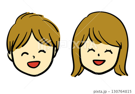 手描きの笑顔の子供の顔イラスト 130764815