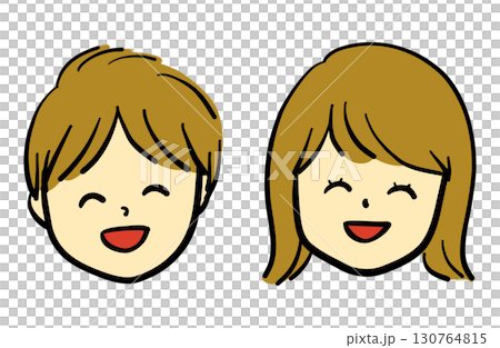 手描きの笑顔の子供の顔イラスト 130764815
