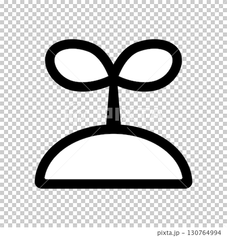 土から芽生えた植物のアイコンイラスト 130764994
