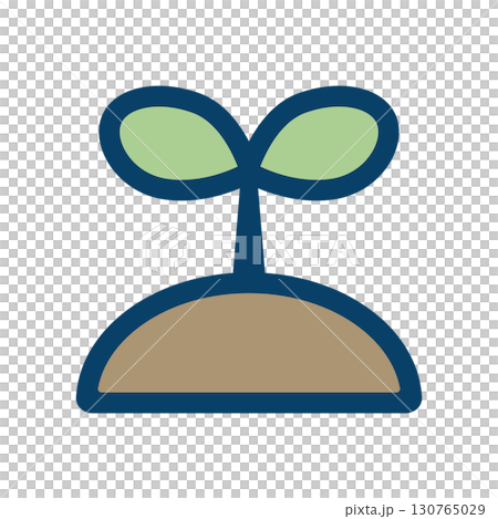 土から芽生えた植物のアイコンイラスト 130765029