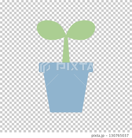鉢から芽生えた双葉のシンプルなアイコンイラスト 130765037
