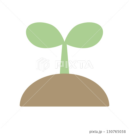 土から芽生えた植物のアイコンイラスト 130765038