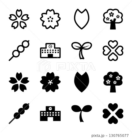 春に関するアイコンイラストセット 130765077