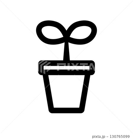 鉢から芽生えた双葉のシンプルなアイコンイラスト 鉢から芽生えた双葉のシンプルなアイコンイラスト 130765099