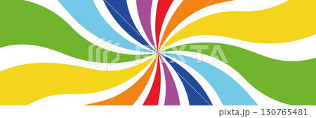 Colorful spiral abstract background with rainbow swirl pattern, bright vibrant twisted waves, psychedelic retro backdrop, dynamic festive design for banner, optical illusion with vivid geometric lines 130765481