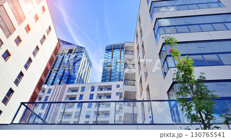 Modern elements in contemporary architecture. Architectural details of a modern apartment building. Modern elements in contemporary architecture. Architectural details of a modern apartment building. 130765541