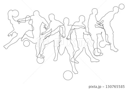 Soccer Football Players Silhouettes Soccer Football Players Silhouettes 130765585