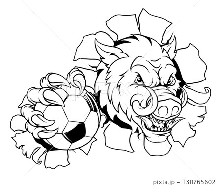 Boar Wild Hog Razorback Warthog Pig Soccer Mascot Boar Wild Hog Razorback Warthog Pig Soccer Mascot 130765602