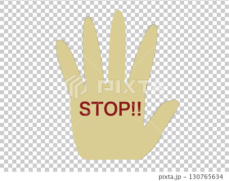 手掌插圖，用紅色字母寫著“停止” 130765634