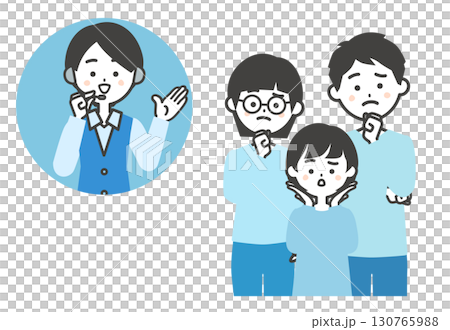 陷入困境的家庭和女性操作員的插圖 陷入困境的家庭和女性操作員的插圖 130765988