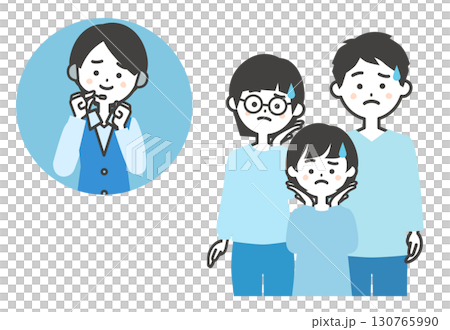 陷入困境的家庭和女性操作員的插圖 130765990