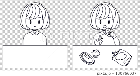 Anorexia and overeating female line drawing set 130766037