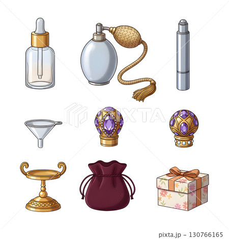 Set of Perfume Bottles cartoon illustration design 130766165